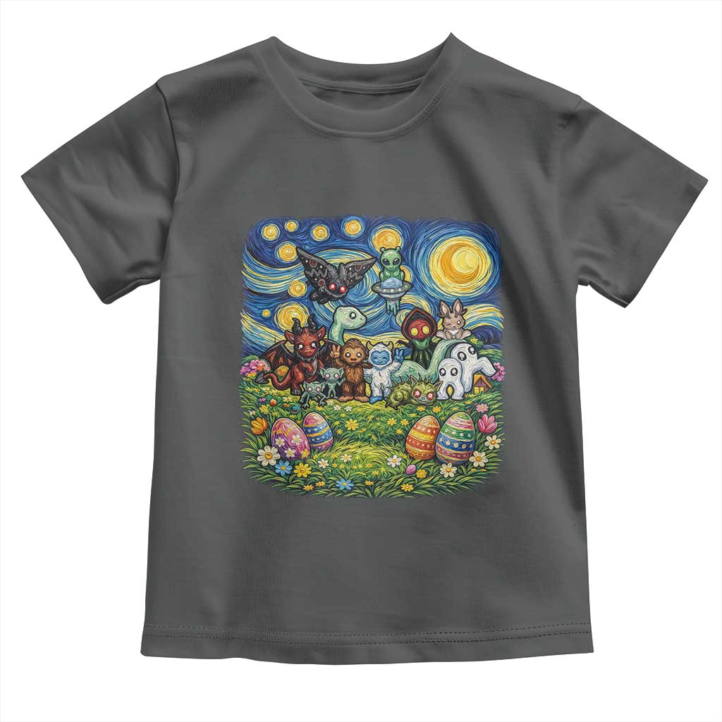 Funny Cryptid Starry Night Easter Toddler T Shirt Monster Lover Gift TS12 Dark Heather Print Your Wear