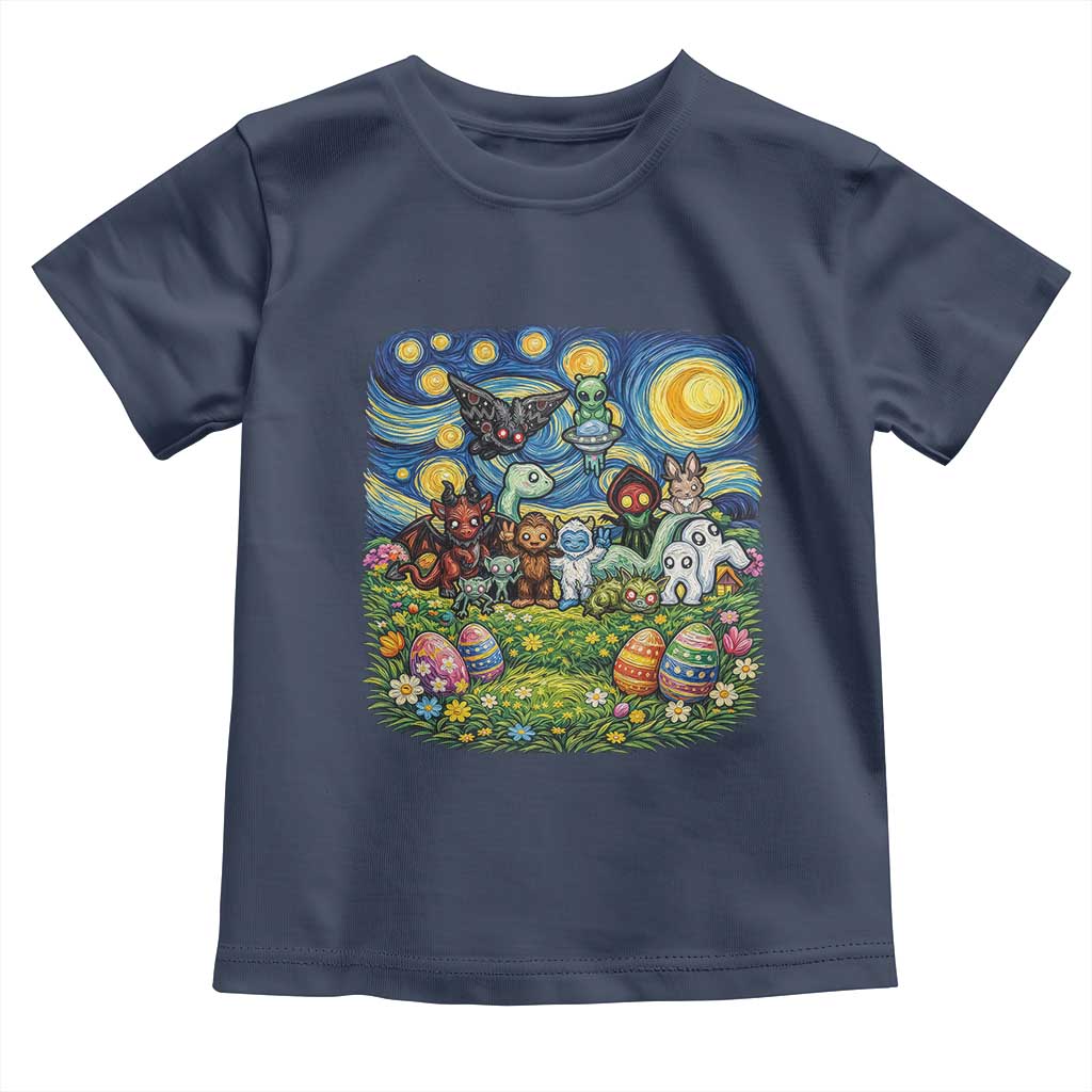 Funny Cryptid Starry Night Easter Toddler T Shirt Monster Lover Gift TS12 Navy Print Your Wear
