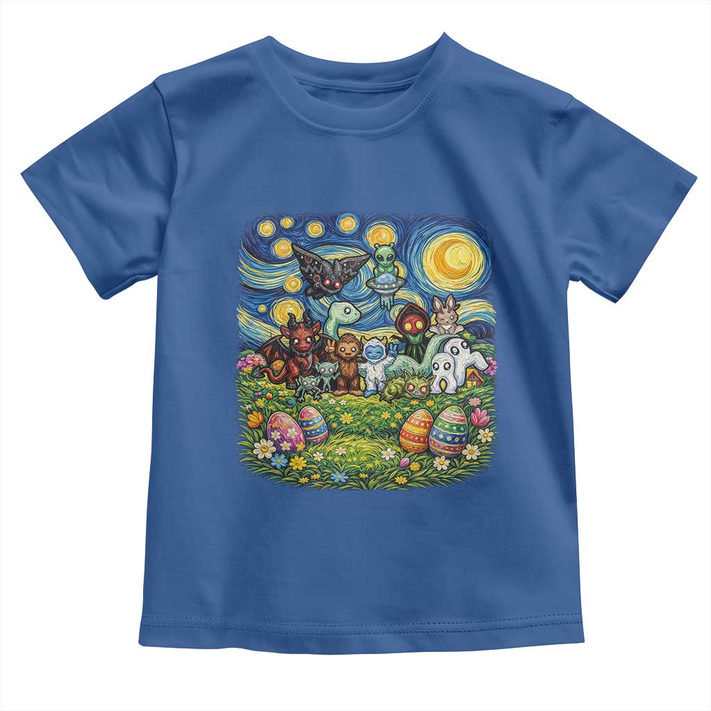 Funny Cryptid Starry Night Easter Toddler T Shirt Monster Lover Gift TS12 Royal Blue Print Your Wear