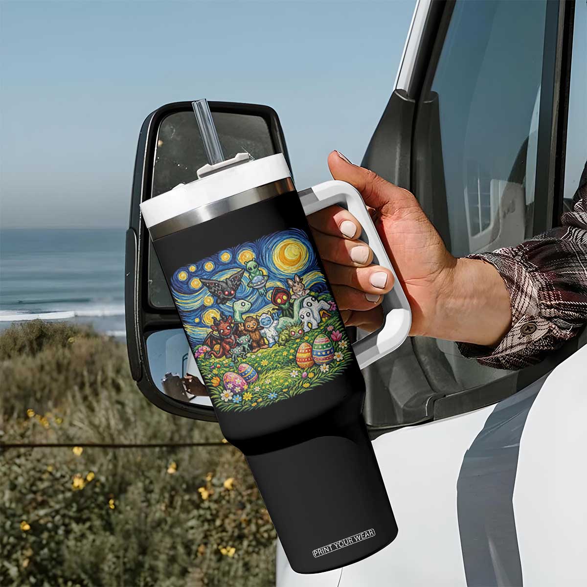 Funny Cryptid Starry Night Easter Tumbler With Handle Monster Lover Gift TS12 Print Your Wear