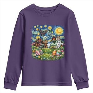 Funny Cryptid Starry Night Easter Youth Sweatshirt Monster Lover Gift TS12 Purple Print Your Wear