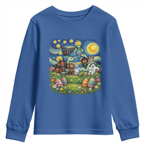Funny Cryptid Starry Night Easter Youth Sweatshirt Monster Lover Gift TS12 Royal Blue Print Your Wear