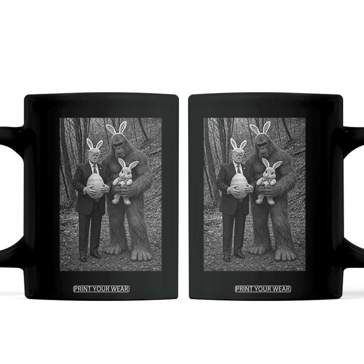 Funny Bigfoot And Trump Easter Selfie Gift Coffee Mug TS12 Black Print Your Wear
