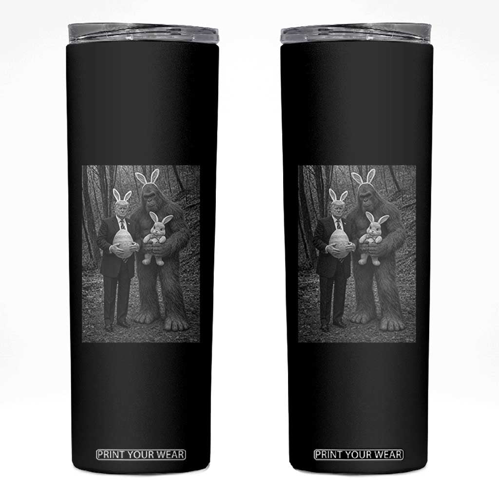Funny Bigfoot And Trump Easter Selfie Gift Skinny Tumbler TS12 Black Print Your Wear