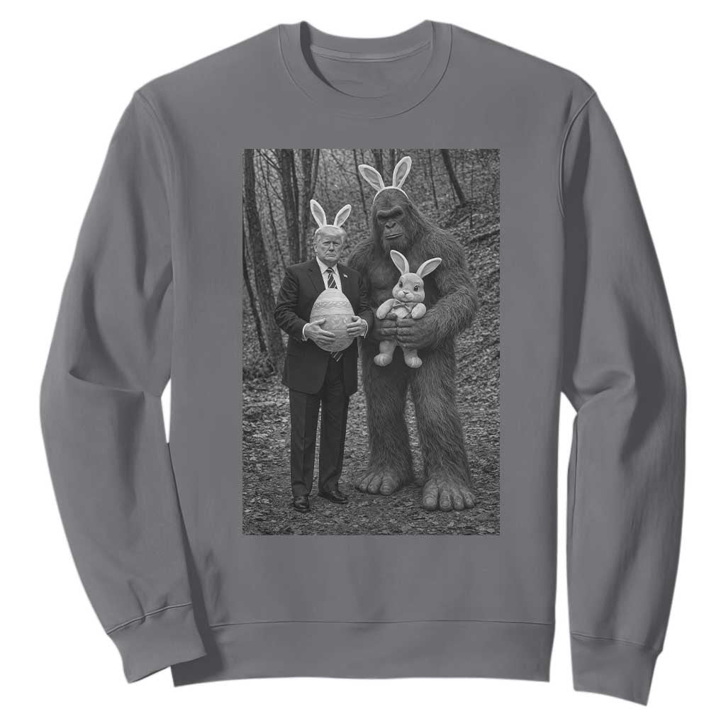 Funny Bigfoot And Trump Easter Selfie Gift Sweatshirt TS12 Charcoal Print Your Wear