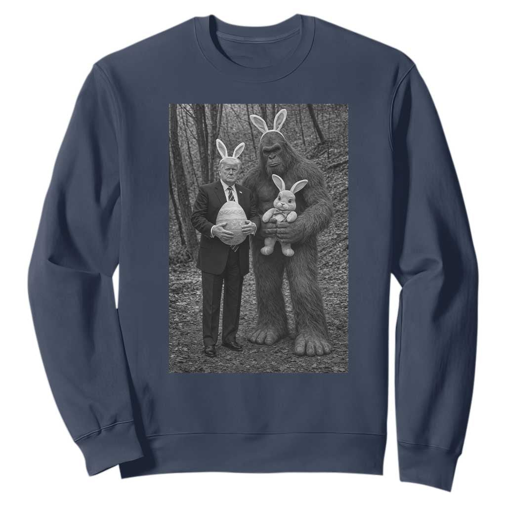 Funny Bigfoot And Trump Easter Selfie Gift Sweatshirt TS12 Navy Print Your Wear