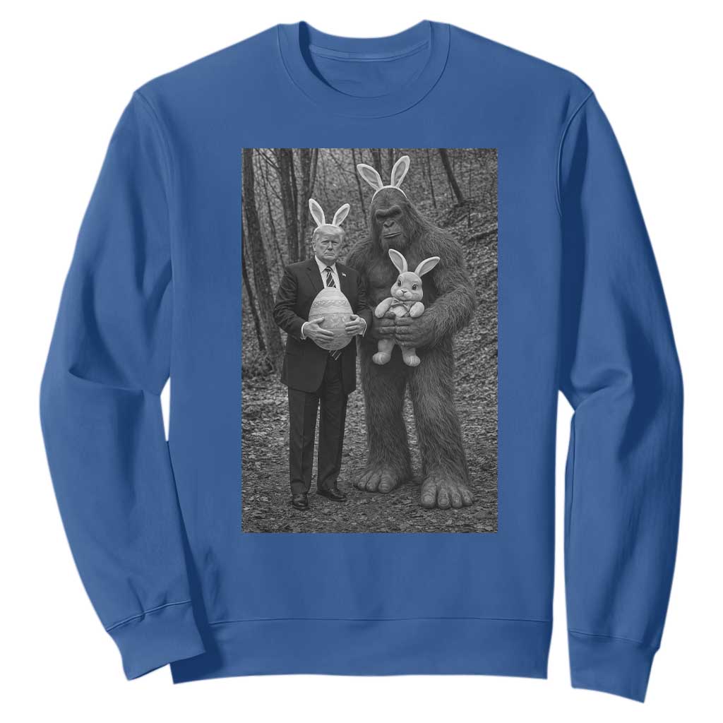 Funny Bigfoot And Trump Easter Selfie Gift Sweatshirt TS12 Royal Blue Print Your Wear