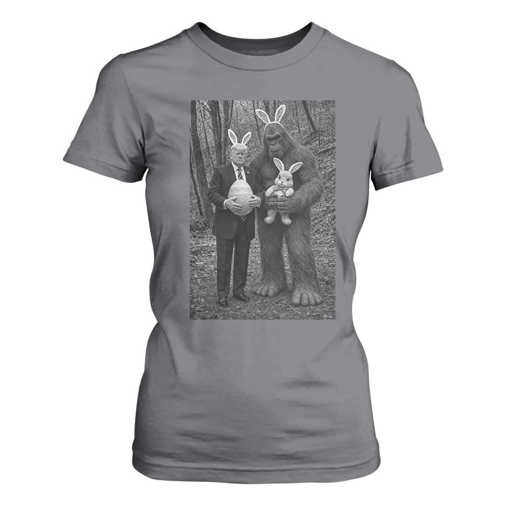 Funny Bigfoot And Trump Easter Selfie Gift T Shirt For Women TS12 Charcoal Print Your Wear