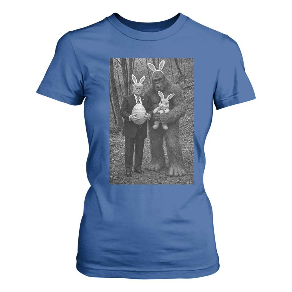 Funny Bigfoot And Trump Easter Selfie Gift T Shirt For Women TS12 Royal Blue Print Your Wear