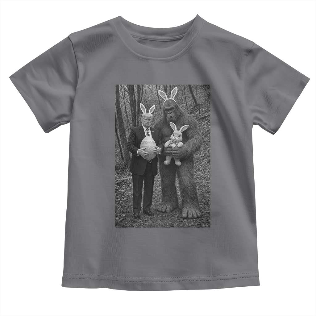 Funny Bigfoot And Trump Easter Selfie Gift Toddler T Shirt TS12 Charcoal Print Your Wear