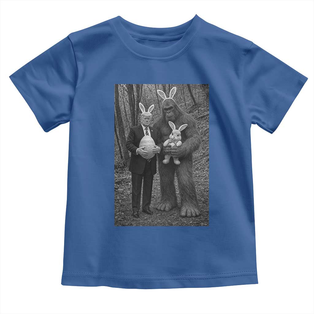 Funny Bigfoot And Trump Easter Selfie Gift Toddler T Shirt TS12 Royal Blue Print Your Wear