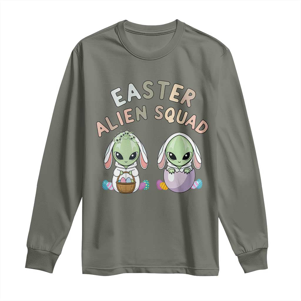 Funny Easter Alien Squad Bunny Ears Gift Long Sleeve Shirt TS12 Military Green Print Your Wear