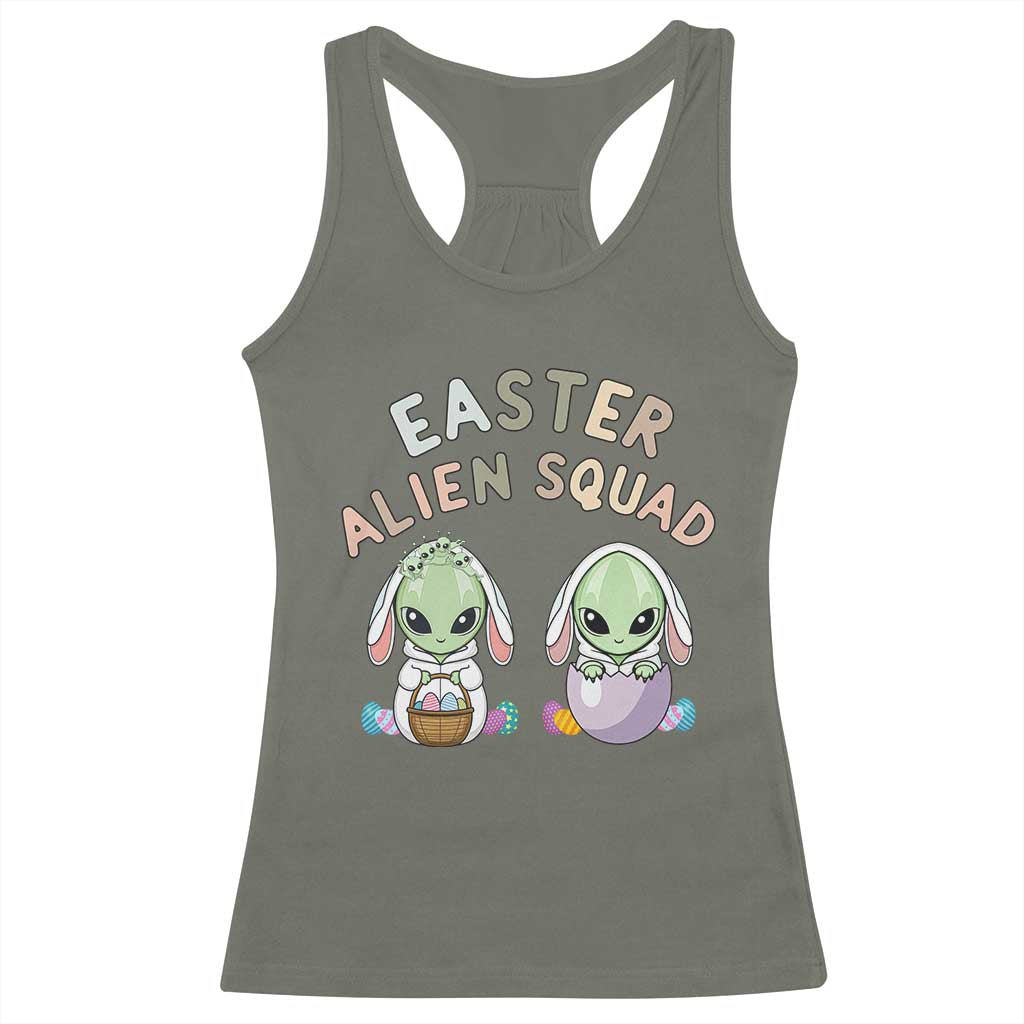 Funny Easter Alien Squad Bunny Ears Gift Racerback Tank Top TS12 Military Green Print Your Wear