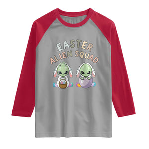 Funny Easter Alien Squad Bunny Ears Gift Raglan Shirt TS12 Sport Gray Red Print Your Wear