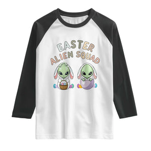 Funny Easter Alien Squad Bunny Ears Gift Raglan Shirt TS12 White Black Print Your Wear