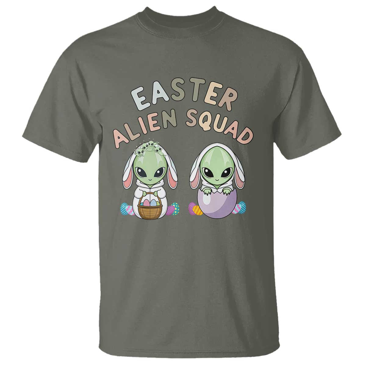 Funny Easter Alien Squad Bunny Ears Gift T Shirt TS12 Military Green Print Your Wear