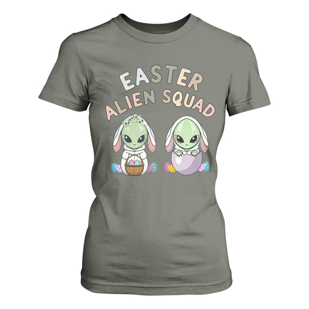 Funny Easter Alien Squad Bunny Ears Gift T Shirt For Women TS12 Military Green Print Your Wear