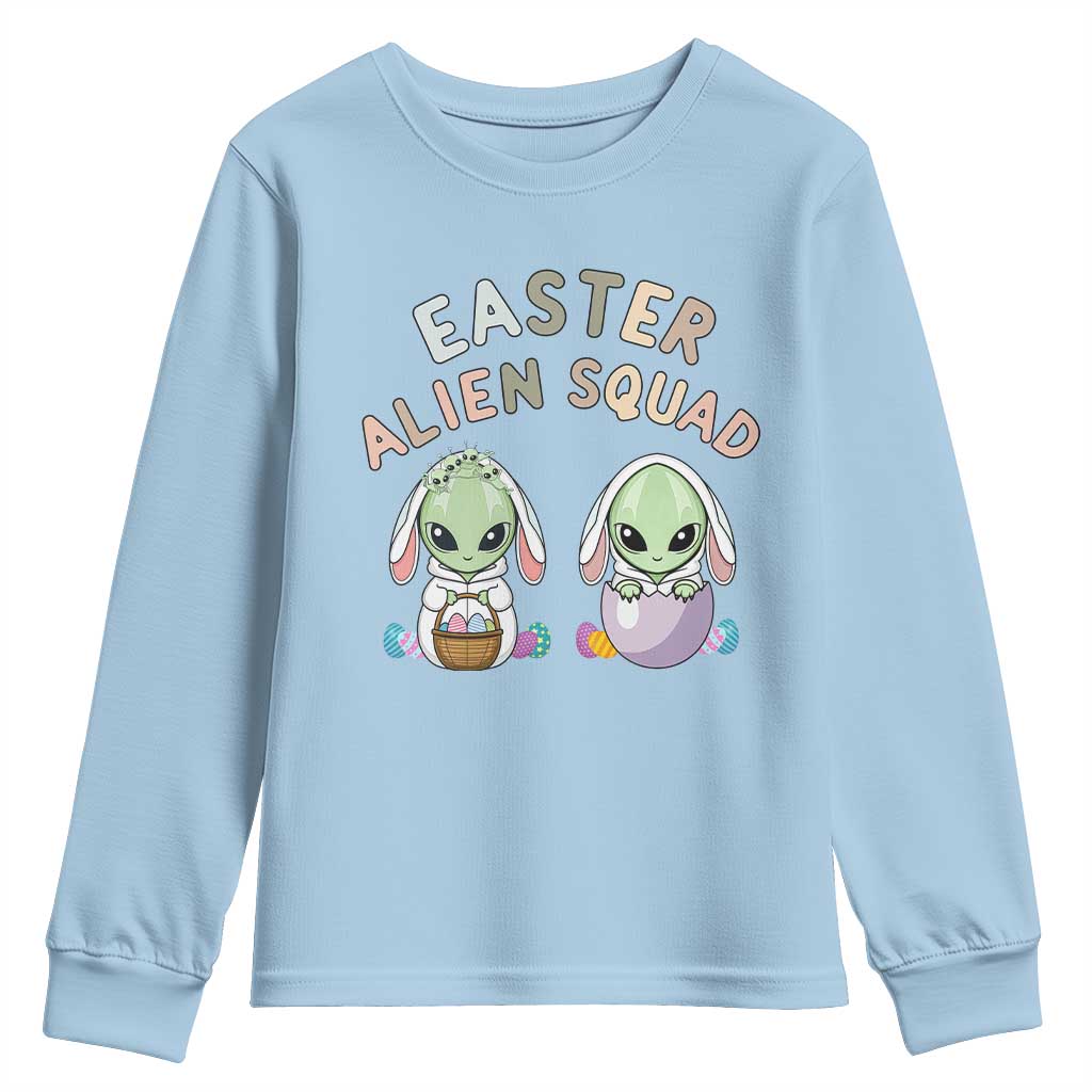 Funny Easter Alien Squad Bunny Ears Gift Youth Sweatshirt TS12 Light Blue Print Your Wear