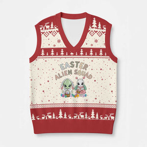 Easter Alien Squad V-Neck Knit Sweater Vest Funny UFO Lover Gift TS12 Beige Red Print Your Wear