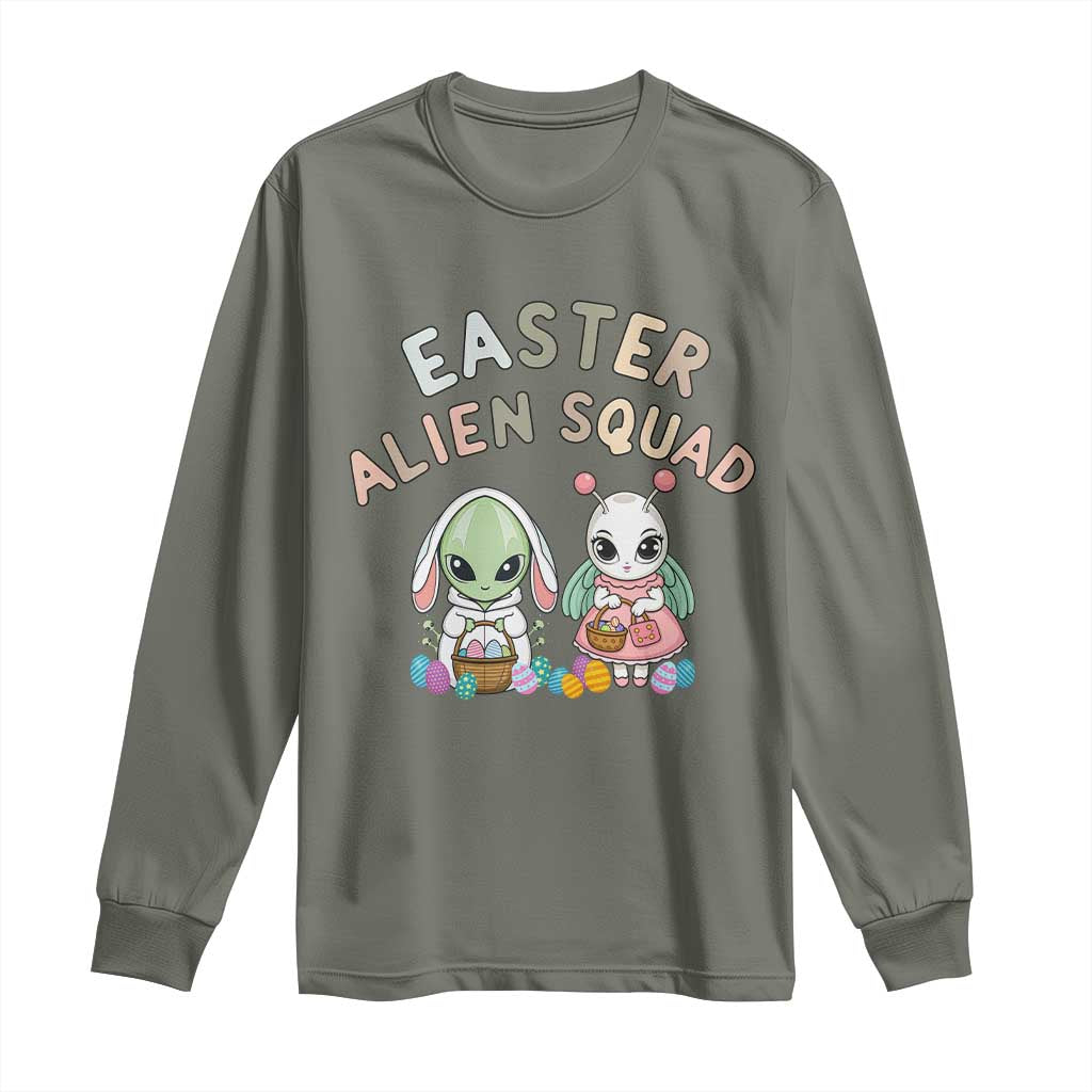 Easter Alien Squad Long Sleeve Shirt Funny UFO Lover Gift TS12 Military Green Print Your Wear