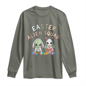 Easter Alien Squad Long Sleeve Shirt Funny UFO Lover Gift TS12 Military Green Print Your Wear