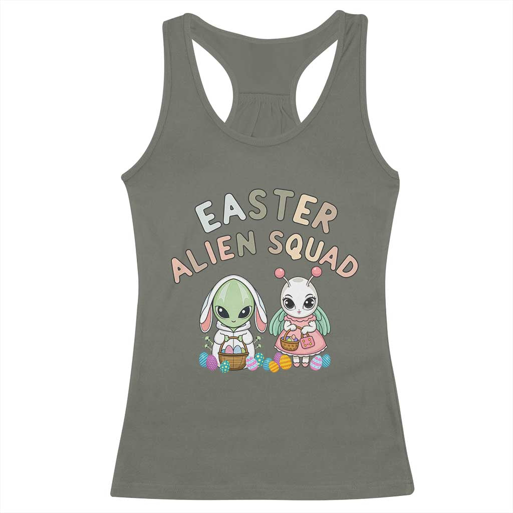 Easter Alien Squad Racerback Tank Top Funny UFO Lover Gift TS12 Military Green Print Your Wear