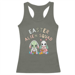 Easter Alien Squad Racerback Tank Top Funny UFO Lover Gift TS12 Military Green Print Your Wear