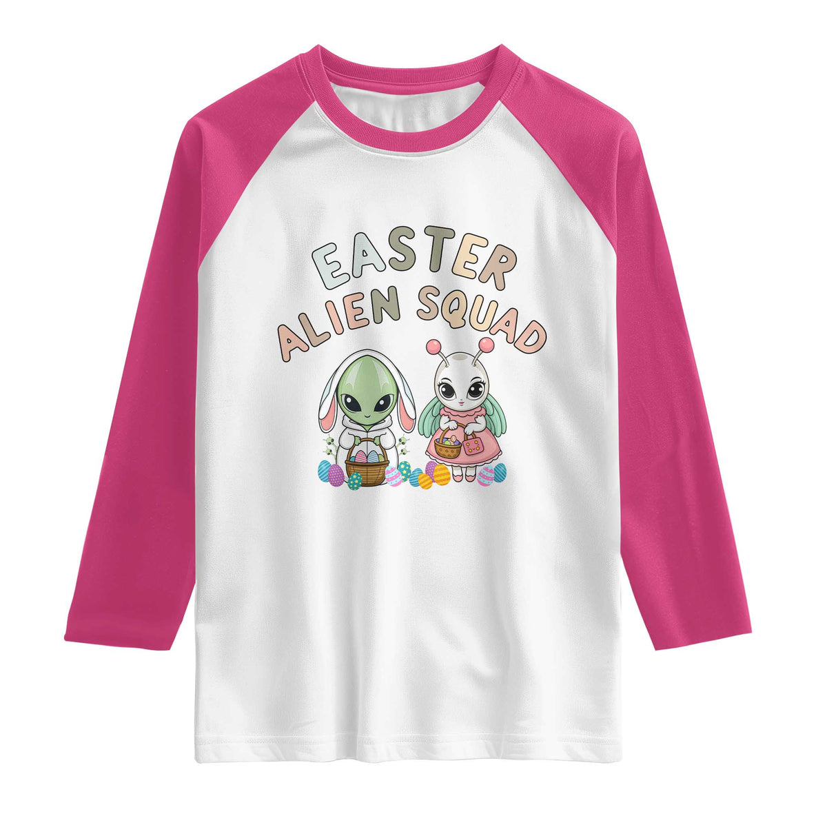 Easter Alien Squad Raglan Shirt Funny UFO Lover Gift TS12 White Heliconia Print Your Wear