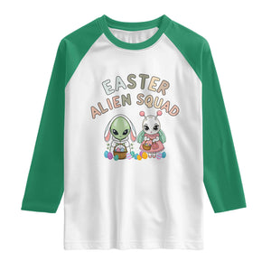 Easter Alien Squad Raglan Shirt Funny UFO Lover Gift TS12 White Kelly Green Print Your Wear