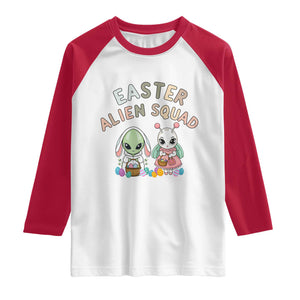 Easter Alien Squad Raglan Shirt Funny UFO Lover Gift TS12 White Red Print Your Wear