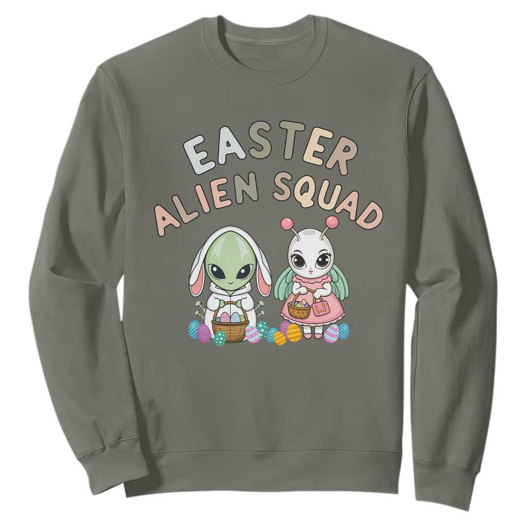 Easter Alien Squad Sweatshirt Funny UFO Lover Gift TS12 Military Green Print Your Wear