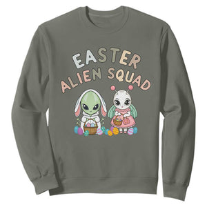 Easter Alien Squad Sweatshirt Funny UFO Lover Gift TS12 Military Green Print Your Wear