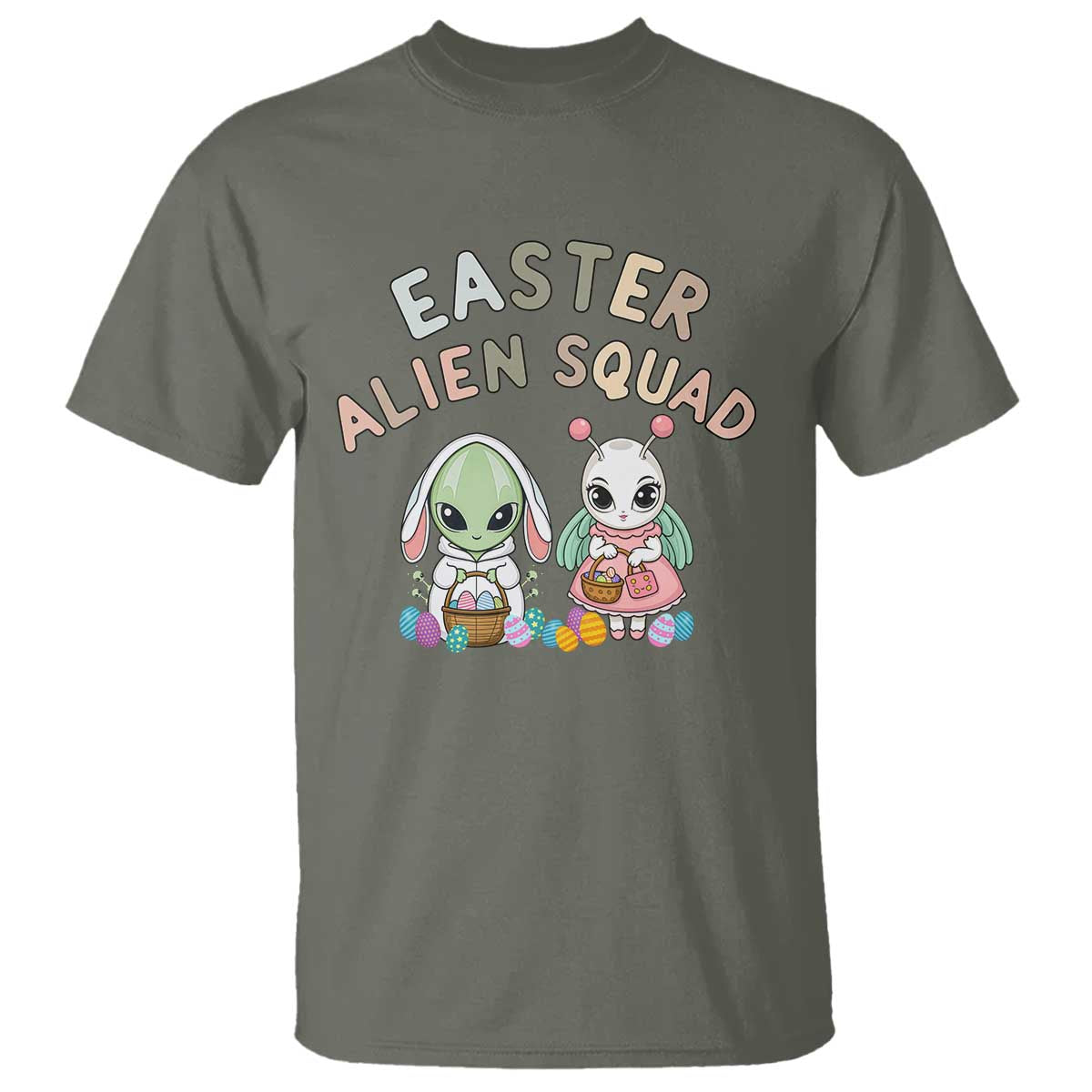 Easter Alien Squad T Shirt Funny UFO Lover Gift TS12 Military Green Print Your Wear