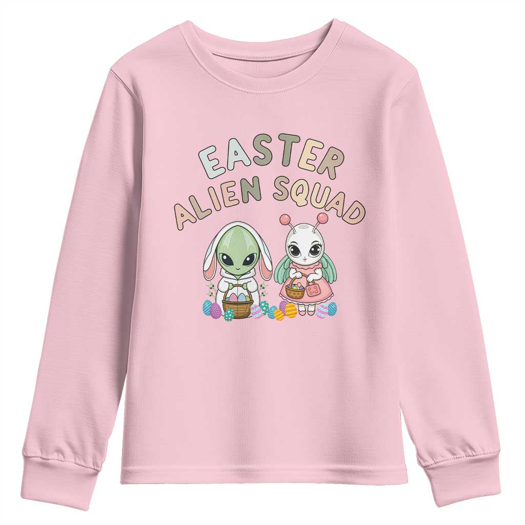 Easter Alien Squad Youth Sweatshirt Funny UFO Lover Gift TS12 Light Pink Print Your Wear