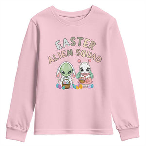 Easter Alien Squad Youth Sweatshirt Funny UFO Lover Gift TS12 Light Pink Print Your Wear