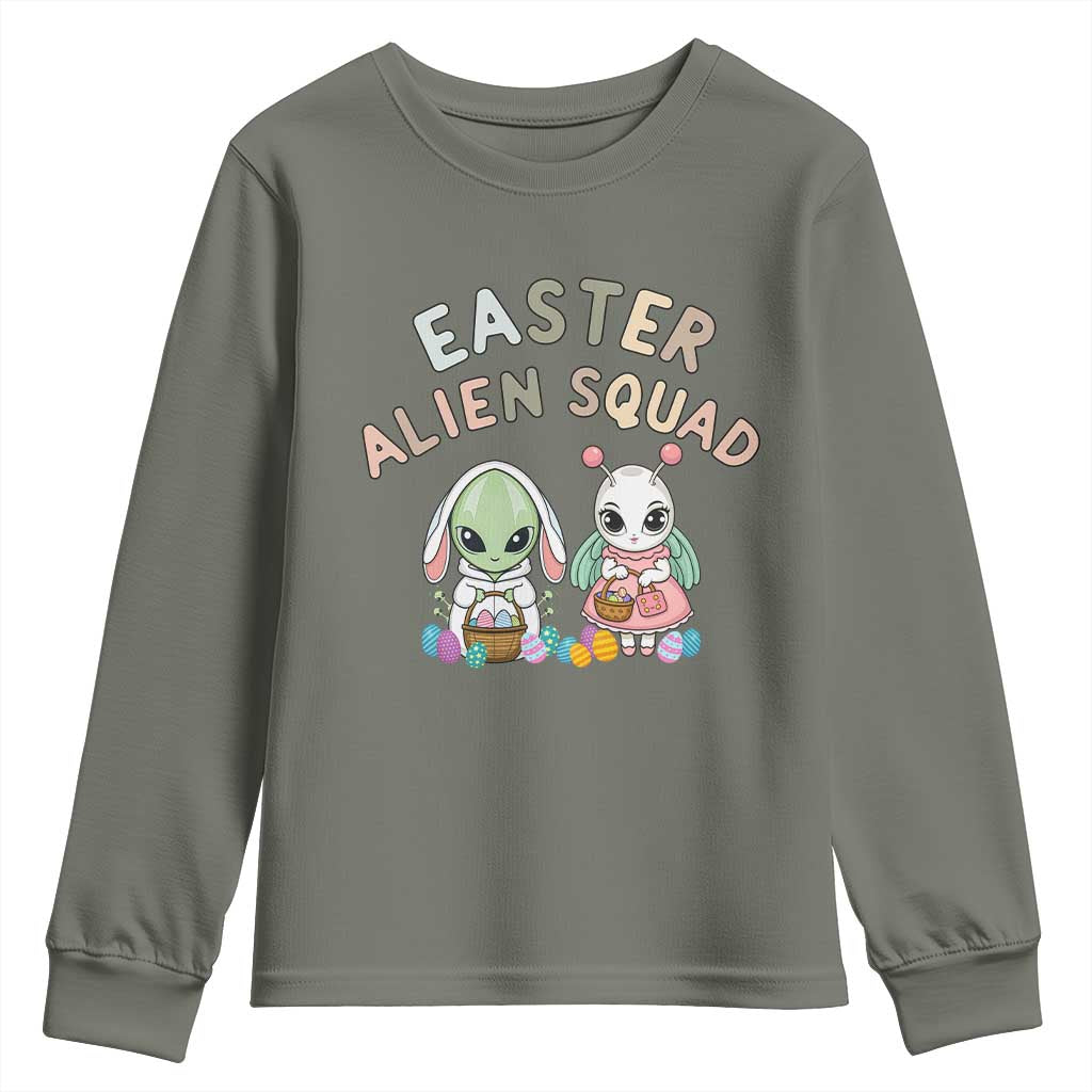 Easter Alien Squad Youth Sweatshirt Funny UFO Lover Gift TS12 Military Green Print Your Wear