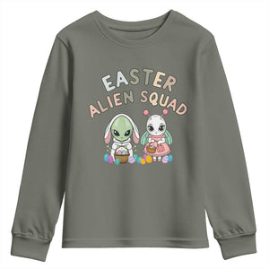 Easter Alien Squad Youth Sweatshirt Funny UFO Lover Gift TS12 Military Green Print Your Wear
