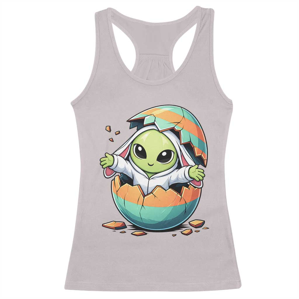 Funny Alien Bunny Ears Easter Racerback Tank Top Extraterrestrial Gift TS12 Ice Gray Print Your Wear
