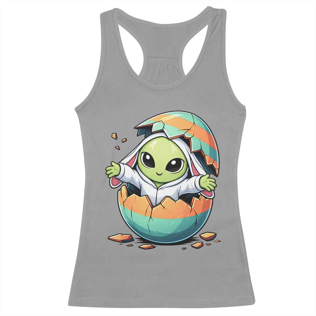 Funny Alien Bunny Ears Easter Racerback Tank Top Extraterrestrial Gift TS12 Sport Gray Print Your Wear