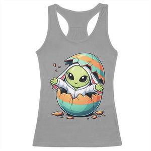 Funny Alien Bunny Ears Easter Racerback Tank Top Extraterrestrial Gift TS12 Sport Gray Print Your Wear
