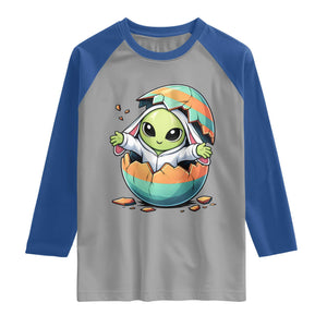 Funny Alien Bunny Ears Easter Raglan Shirt Extraterrestrial Gift TS12 Sport Gray Royal Print Your Wear