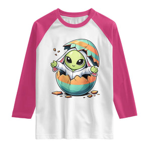 Funny Alien Bunny Ears Easter Raglan Shirt Extraterrestrial Gift TS12 White Heliconia Print Your Wear