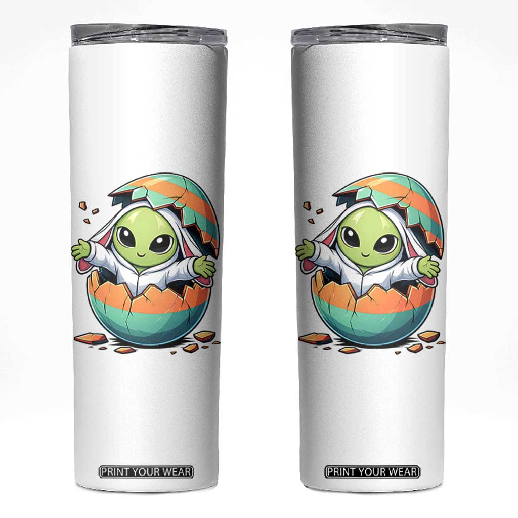 Funny Alien Bunny Ears Easter Skinny Tumbler Extraterrestrial Gift TS12 White Print Your Wear