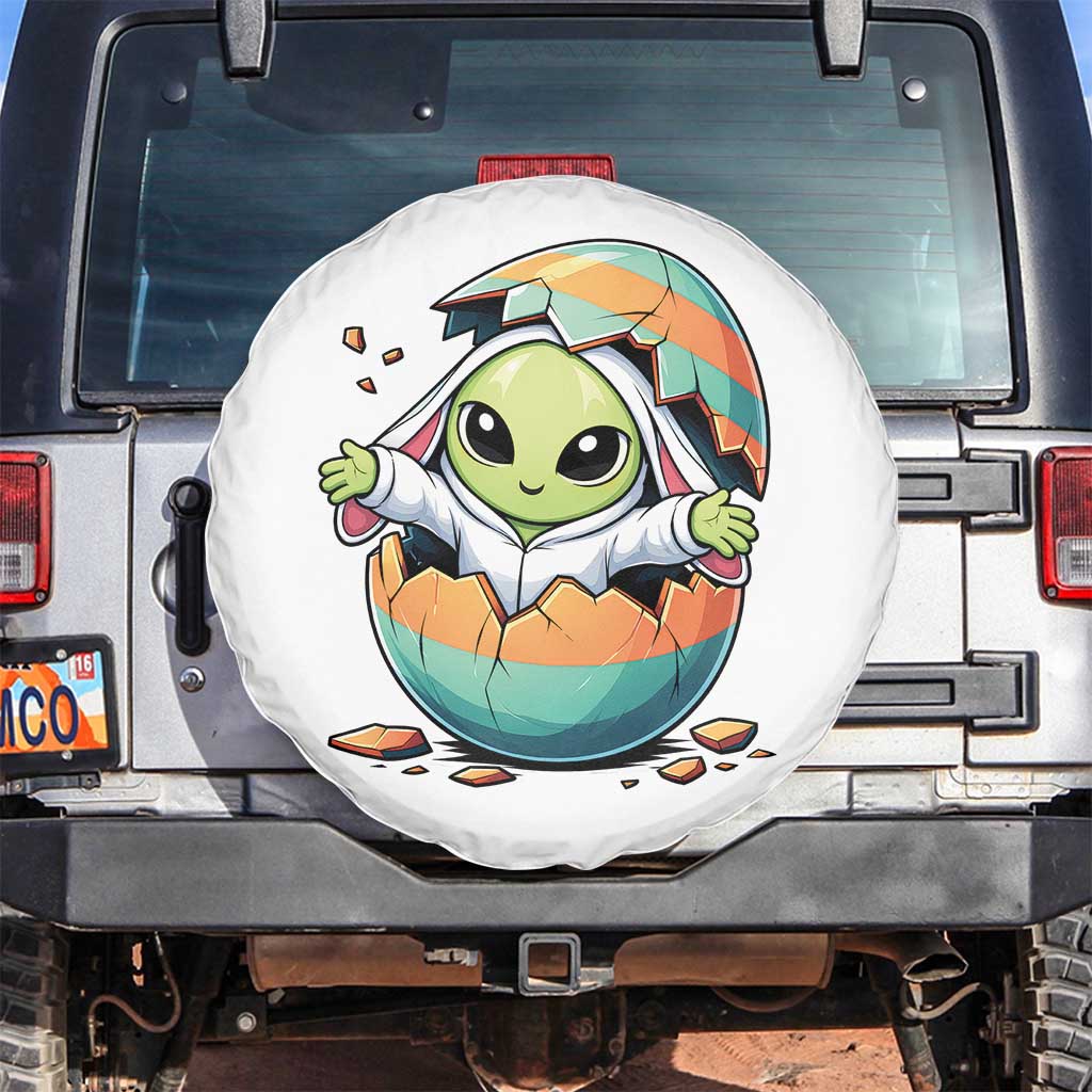 Funny Alien Bunny Ears Easter Spare Tire Cover Extraterrestrial Gift TS12 No hole White Print Your Wear