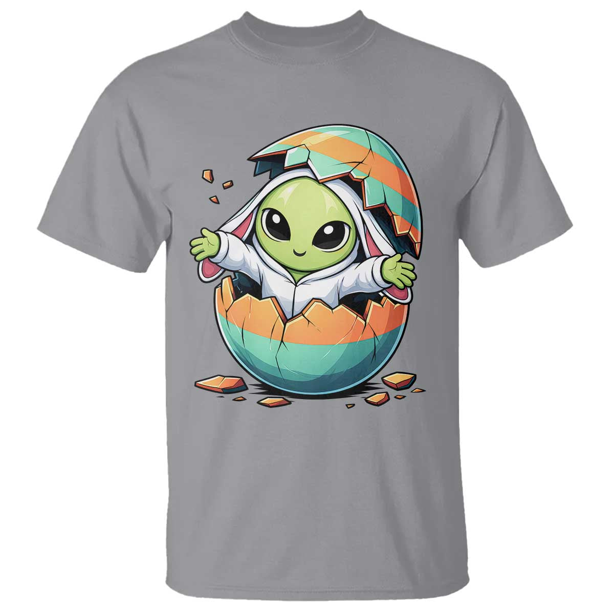 Funny Alien Bunny Ears Easter T Shirt Extraterrestrial Gift TS12 Sport Gray Print Your Wear