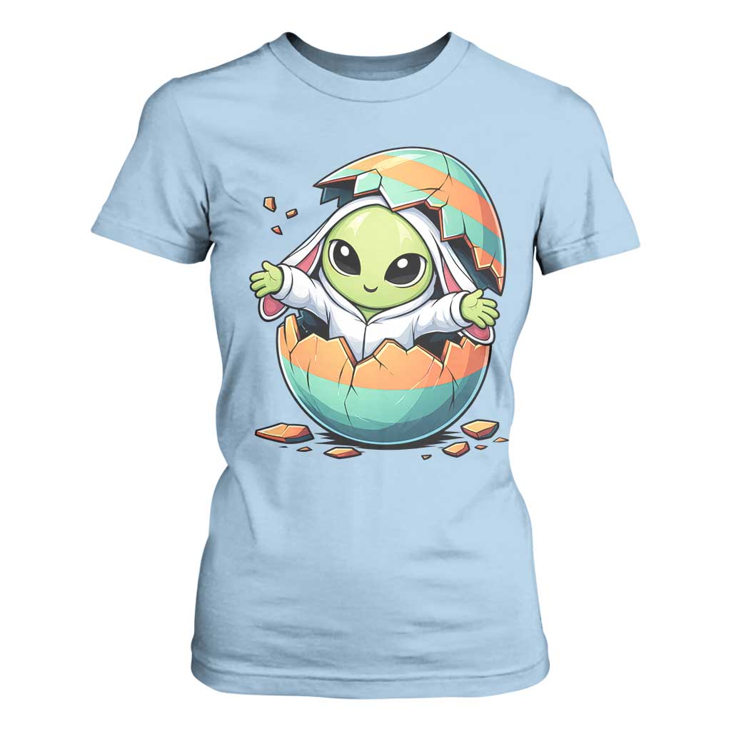 Funny Alien Bunny Ears Easter T Shirt For Women Extraterrestrial Gift TS12 Light Blue Print Your Wear