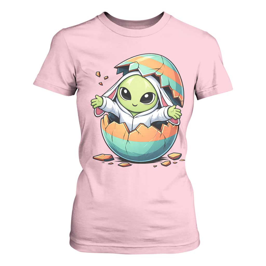 Funny Alien Bunny Ears Easter T Shirt For Women Extraterrestrial Gift TS12 Light Pink Print Your Wear