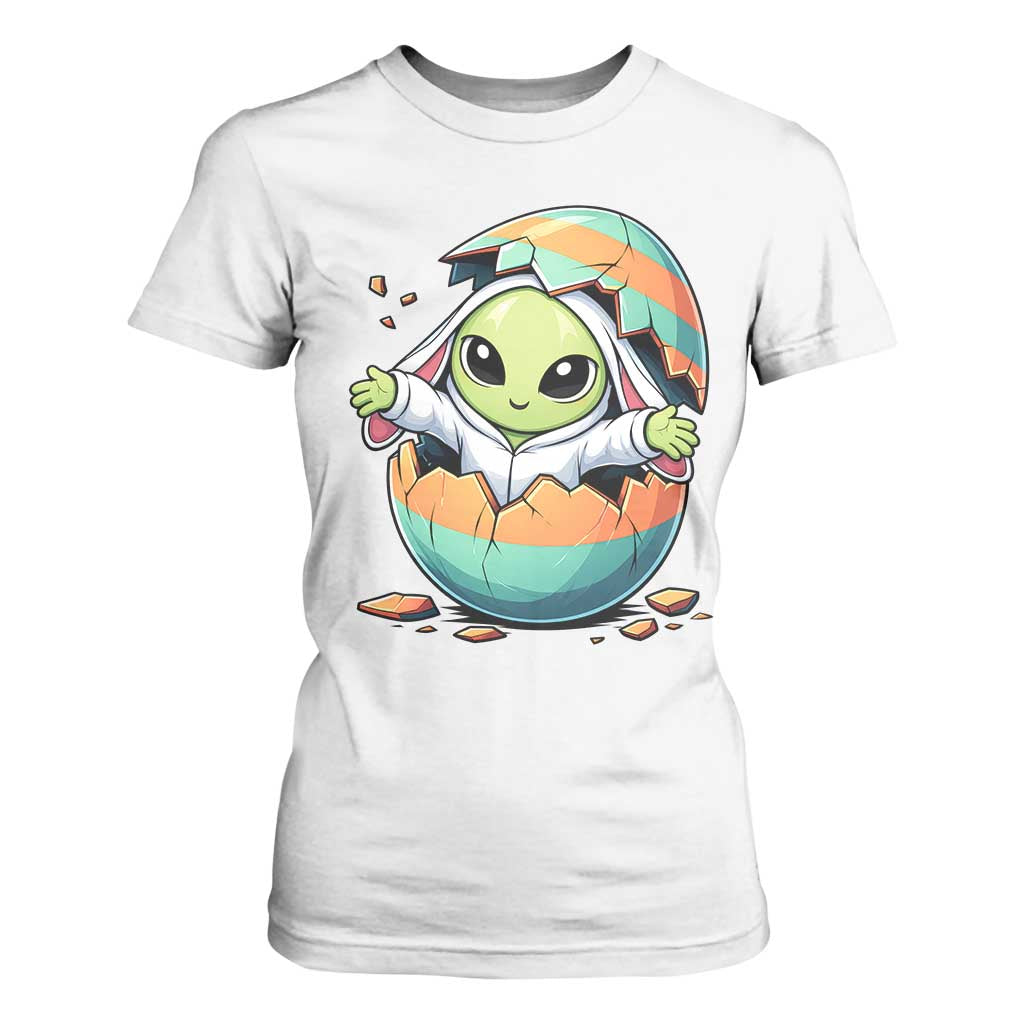 Funny Alien Bunny Ears Easter T Shirt For Women Extraterrestrial Gift TS12 White Print Your Wear