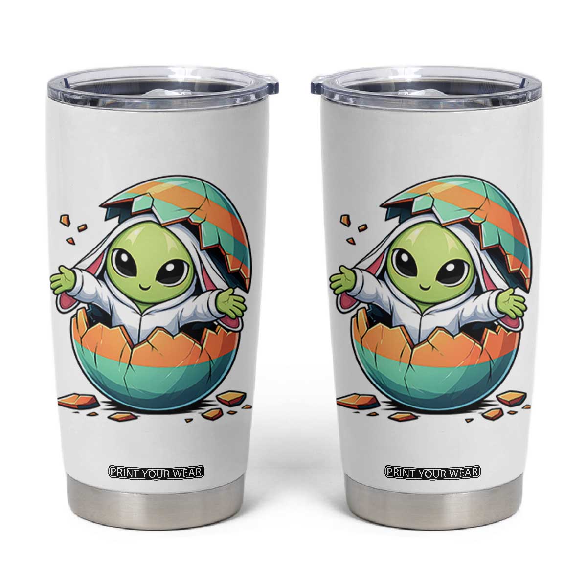Funny Alien Bunny Ears Easter Tumbler Cup Extraterrestrial Gift TS12 White Print Your Wear