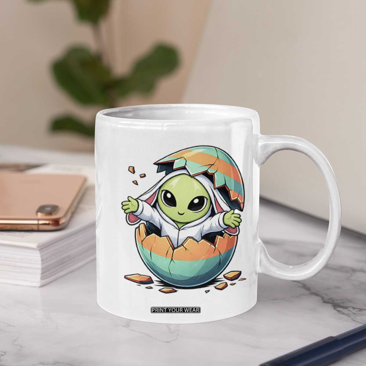 Funny Alien Bunny Ears Easter Coffee Mug Extraterrestrial Gift TS12 Print Your Wear